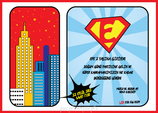 Süper çocuk için süperman davetiyesi:)