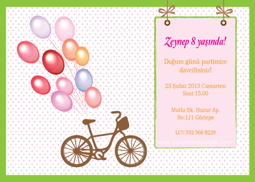 Bisikletli doğum günü davetiyesi