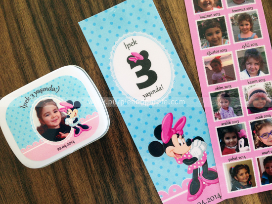 Minnie Mouse temalı 3 yaş doğum günü hediyelikleri